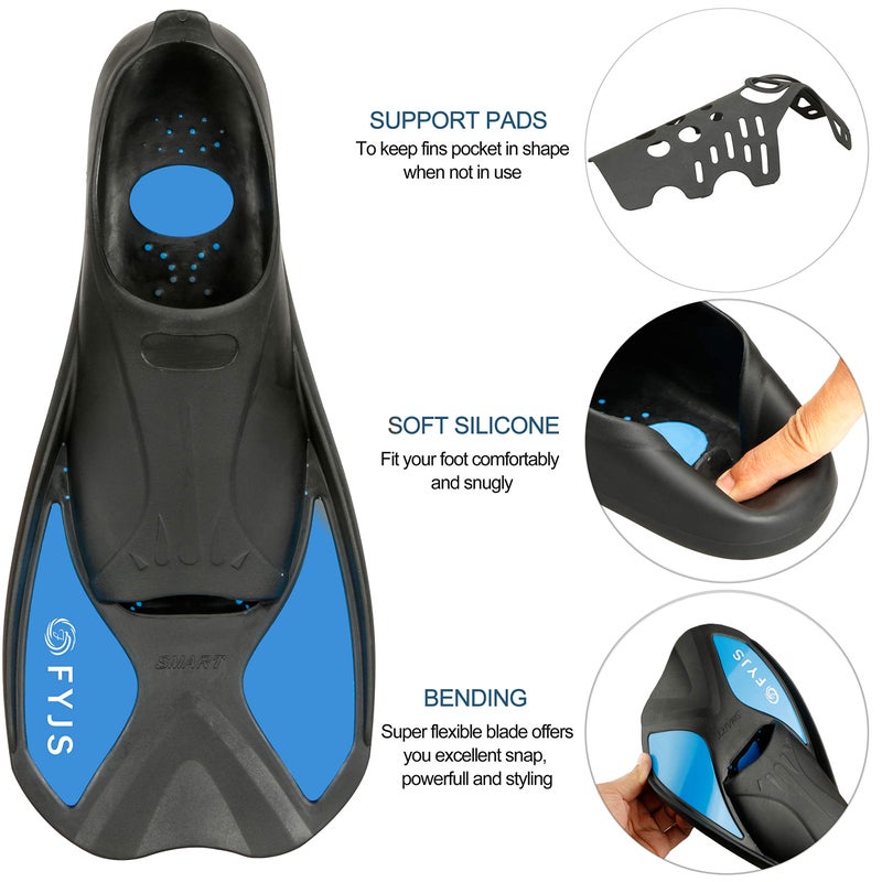 F FYJS FYJS Short Swim Fins with Comfortable Full Foot Pocket Travel-Size for Snorkeling and Scuba Diving - Image 2